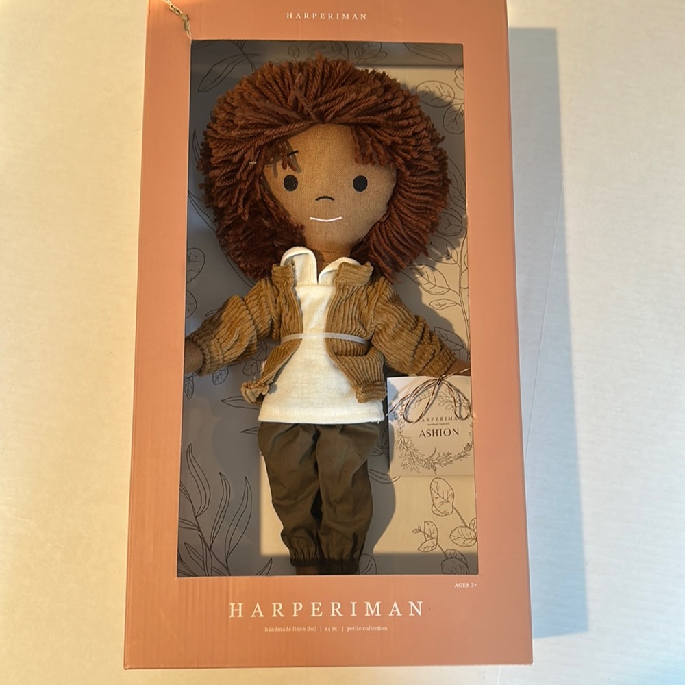 HARPERIMAN handmade linen doll 14” petite collection ASHTON is New in Box